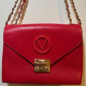 Valentino Red Shoulder Bag with Gold Detail